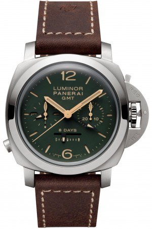 Replica Panerai Orologio da Uomo Luminor 1950 Chrono Monopulsante 8 Days GMT Titanio PAM00737