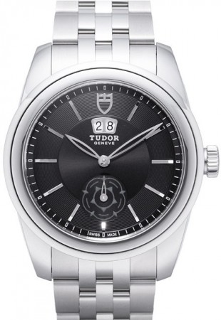 AAA Repliche Tudor Glamour Double Date quadrante nero con fibbia pieghevole Orologio da uomo 57000-2
