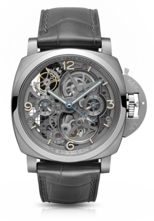 Replica Panerai Luminor 1950 Tourbillon GMT Titanio Lo Scienziato orologio da uomo PAM00578
