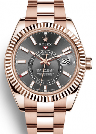 AAA Repliche Rolex Sky-Dweller GMT Rose Gold Orologio Uomo 326935-0007