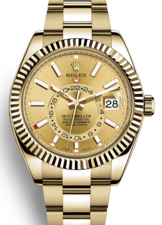 AAA Repliche Rolex Sky-Dweller GMT 42mm Yellow Gold Orologio Uomo 326938-0003