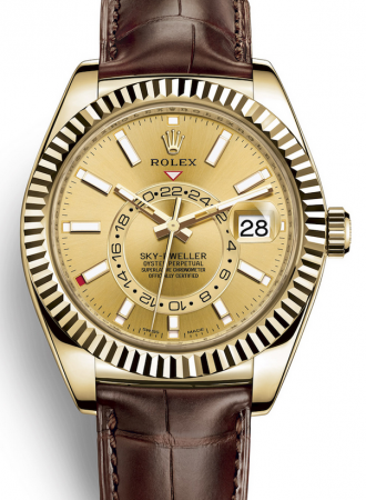 AAA Repliche Rolex Sky-Dweller GMT 42mm Orologio da uomo con quadrante in oro 326138-0006