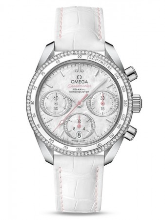 AAA Repliche Omega Speedmaster 38mm Co-Axial Quadrante in Madreperla con Diamanti Orologi 324.38.38.50.55.001
