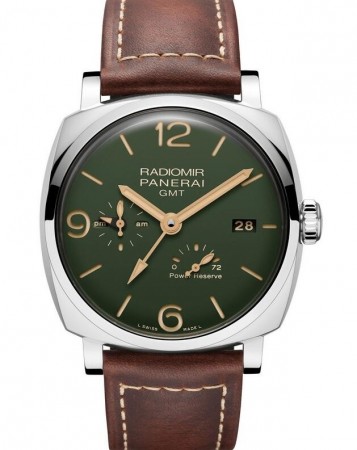 Replica Panerai Radiomir GMT Power Reserve Edizione Verde Militare 45mm Orologio da Uomo PAM00999