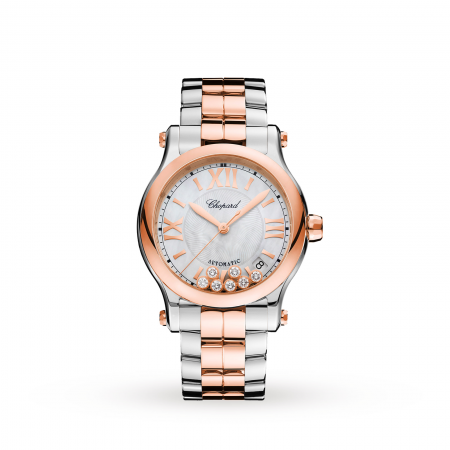 Swiss Chopard Happy Sport Orologio Automatico da Donna 36mm in Oro Rosa e Diamanti