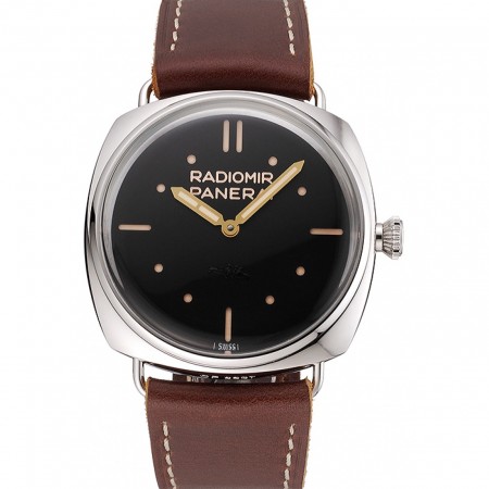 Panerai Radiomir Vintage SLC PAM425 quadrante nero cassa in acciaio cinturino in pelle marrone