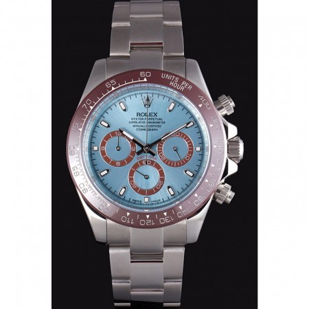 Rolex Daytona Quadrante Blu Ghiaccio Lunetta Marrone Bracciale in Acciaio Inossidabile 621572