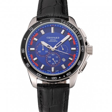 Chopard Mille Miglia GTS Quadrante Blu Bracciale Pelle Nera 1453998
