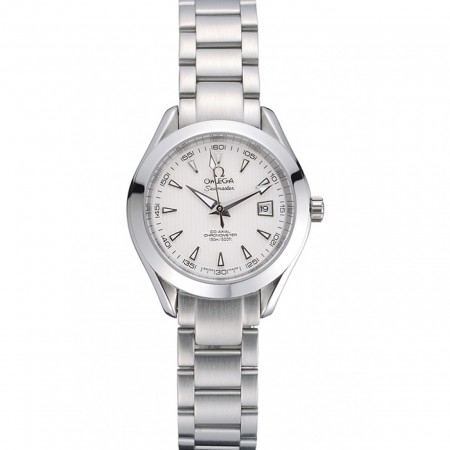 Omega Seamaster Aqua Terra quadrante bianco bracciale in acciaio inossidabile da donna 622446