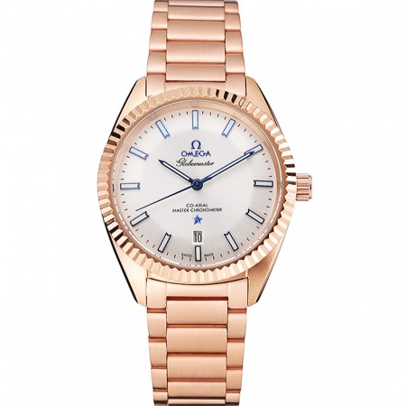 Omega Globemaster quadrante bianco cassa e bracciale in oro rosa
