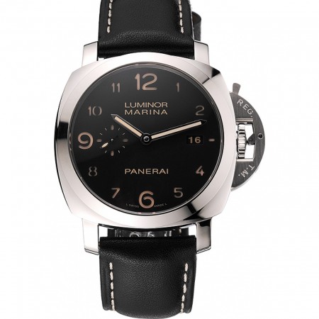 Svizzero Panerai Luminor Marina 1950 3 giorni quadrante marrone cassa in acciaio inossidabile cinturino in pelle nera