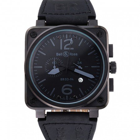 Bell e Ross BR 03-94 quadrante nero con numeri bianchi cassa argento cinturino in pelle marrone