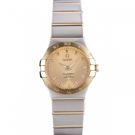 Swiss Lady Omega Constellation Bracciale in acciaio inossidabile Quadrante dorato 80292