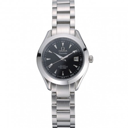 Bracciale in acciaio inossidabile con quadrante nero Omega Seamaster Aqua Terra 622447