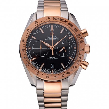 Omega Speedmaster quadrante nero lunetta in oro cassa in acciaio inossidabile bracciale bicolore 622804