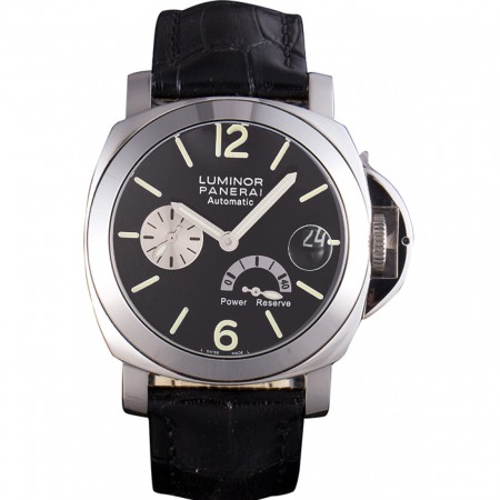 Panerai Luminor Power Reserve quadrante nero cinturino in pelle nera