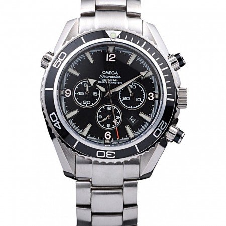 Omega Seamaster Planet Osean cronografo coassiale cassa nera quadrante nero