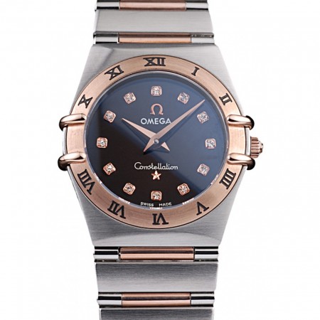 Omega Swiss Constellation Jewelry Cassa in oro rosa quadrante nero 98114