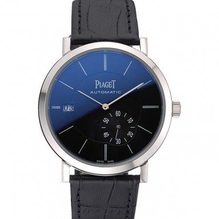 Piaget Altiplano cassa argento quadrante nero cinturino in pelle nera 622629