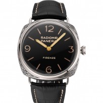 Panerai Radiomir Firenze 3 Days Acciaio PAM604 quadrante nero con cassa in acciaio inossidabile inciso cinturino in pelle nera