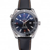 Omega Seamaster Planet Ocean GMT quadrante nero cinturino in pelle nera 622393