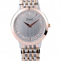 Quadrante argentato con doppia cassa in oro rosa Piaget