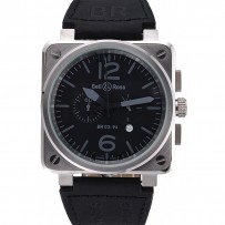 Bell e Ross BR 03-94 quadrante nero cinturino in pelle nera cassa argento