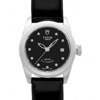AAA Repliche Tudor Glamour Date quadrante nero cinturino in pelle di vitello orologio da donna 51000-6