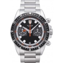 AAA Replica Tudor Heritage quadrante nero cinturino in acciaio Chrono Mens Watch 70330N-1