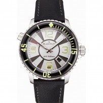 Swiss Blancpain 500 braccia quadrante argento cassa in acciaio inossidabile cinturino in tela nera