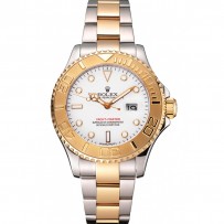 Rolex Yacht-Master quadrante bianco lunetta in oro cassa in acciaio inossidabile bracciale bicolore