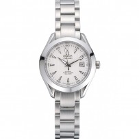 Omega Seamaster Aqua Terra quadrante bianco bracciale in acciaio inossidabile da donna 622446