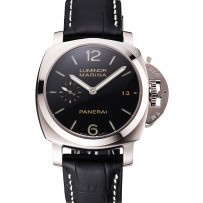 Swiss Panerai Luminor Marina Date quadrante nero cassa in acciaio inossidabile cinturino in pelle nera