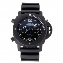 Panerai Luminor sommergibile Flyback GMT quadrante nero cassa ionizzata nera cinturino in caucciù nero