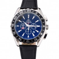 Omega Seamaster Aqua Terra Chrono GMT quadrante nero cinturino in pelle nera 622535