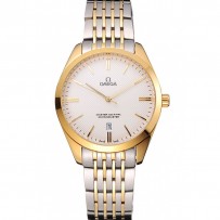 Omega Tresor Master Co-Axial quadrante bianco cassa in oro bicolore bracciale in acciaio inossidabile