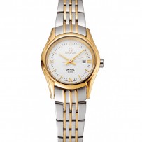 Bracciale da donna Omega De Ville con quadrante bianco in oro bicolore 1453786