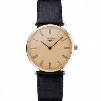 Longines La Grande Classique quadrante champagne cinturino in pelle nera Homme 622123