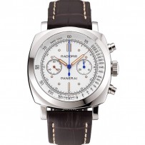 Swiss Panerai Radiomir 1940 cronografo quadrante bianco cassa in acciaio inossidabile cinturino in pelle marrone