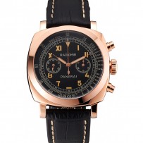 Swiss Panerai Radiomir 1940 cronografo quadrante nero cassa in oro rosa cinturino in pelle nera