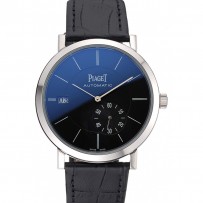 Piaget Altiplano cassa argento quadrante nero cinturino in pelle nera 622629