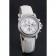 Cronografo Omega De Ville Quadrante bianco Cassa in acciaio inossidabile con diamanti Bracciale in pelle bianca 622453