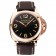 Svizzero Panerai Luminor quadrante nero cassa in oro rosa cinturino in pelle marrone 1453842
