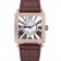 Franck Muller Master Square Diamond Encrusted Rose Gold Bezel Brown Croco Bracelet 80283