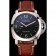 Panerai Luminor Marina 1950 quadrante nero cassa in acciaio spazzolato cinturino in pelle marrone chiaro