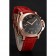 Svizzero Panerai Luminor Marina quadrante nero cinturino in pelle rossa cassa in oro rosa