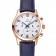 Omega cronografo quadrante bianco cassa in oro rosa cinturino in pelle blu