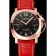Svizzero Panerai Luminor Marina quadrante nero cinturino in pelle rossa cassa in oro rosa