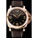 Svizzero Panerai Luminor quadrante nero cassa in oro rosa cinturino in pelle marrone 1453842